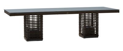 Skyline Castries Walnut Rattan And Glass Top Outdoor 12 Seater Dining Table 280cm