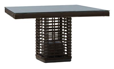 Skyline Castries Walnut Rattan And Glass Top Outdoor 4 Seater Square Dining Table 100cm