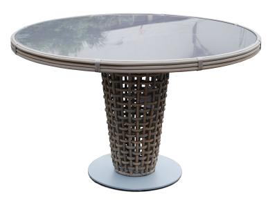 Skyline Dynasty Walnut Rattan And Glass Top Outdoor 4 Seater Round Dining Table 120cm