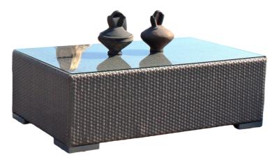 Product photograph of Skyline Brando Walnut Weave And Glass Top Outdoor Coffee Table from Choice Furniture Superstore