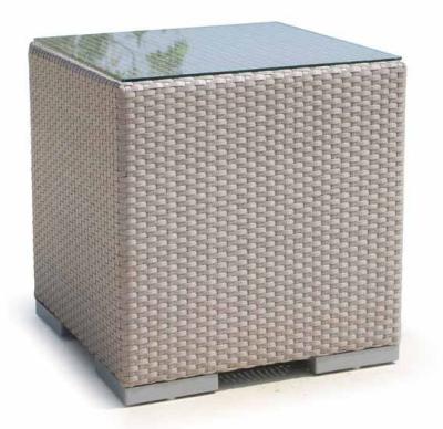 Skyline Brando Walnut Weave And Glass Top Outdoor Square Side Table