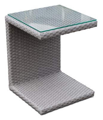 Skyline Pacific Walnut And Glass Top Outdoor Breeze Lounger Side Table