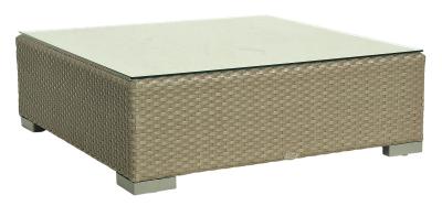 Skyline Pacific Walnut And Glass Top Outdoor Medium Square Coffee Table