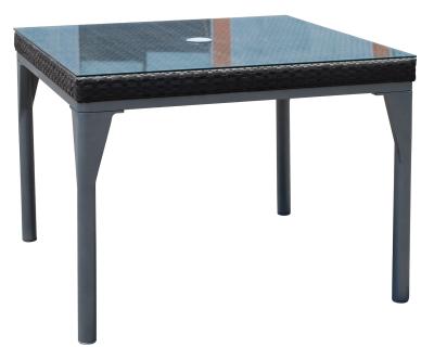 Skyline Brafta Grey Weave And Glass Top Outdoor 4 Seater Square Dining Table