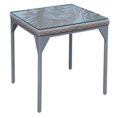 Skyline Brafta Grey Weave And Glass Top Outdoor Square Side Table