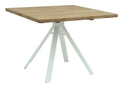 Skyline Alaska White And Teak Wood Outdoor 4 Seater Sqaure Dining Table