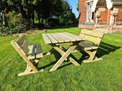 Product photograph of Churnet Valley Ashcombe Rectangular Garden Table Set With 2 Benches from Choice Furniture Superstore