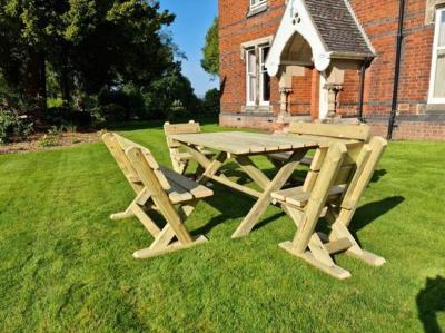 Churnet Valley Ashcombe Rectangular Garden Table Set With 2 Chairs And 2 Benches