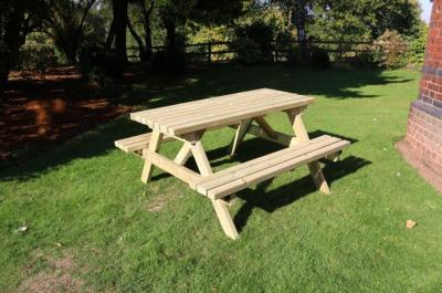 Product photograph of Churnet Valley Deluxe A Frame Picnic Table Set With 2 Benches from Choice Furniture Superstore