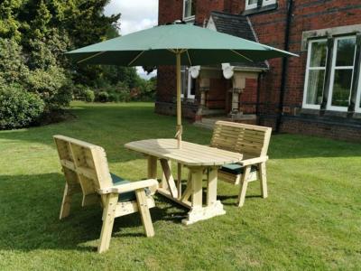 Churnet Valley Ergo Garden Table Set With 2 Large Benches