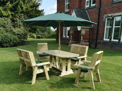 Churnet Valley Ergo Garden Table Set With 2 Chairs And 2 Benches