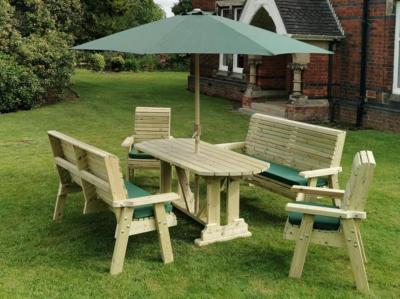 Churnet Valley Ergo Garden Table Set With 2 Chairs And 2 Large Benches