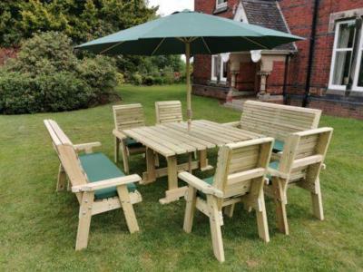 Churnet Valley Ergo Square Garden Table Set With 2 Chairs And 2 Benches