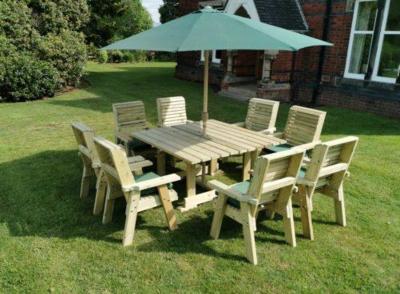 Churnet Valley Ergo Garden Table With 8 Chair With Free Cushion