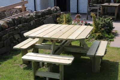 Product photograph of Churnet Valley Westwood Square Picnic Table Set With 4 Benches from Choice Furniture Superstore
