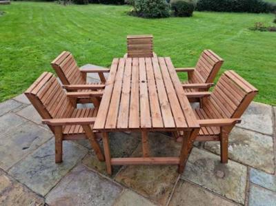 Product photograph of Churnet Valley Brown Outdoor Rectangular Table Set With 5 Chairs from Choice Furniture Superstore