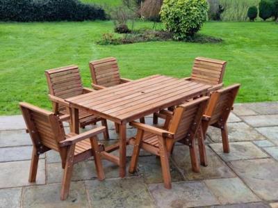Product photograph of Churnet Valley Brown Outdoor Rectangular Table Set With 6 Chairs from Choice Furniture Superstore