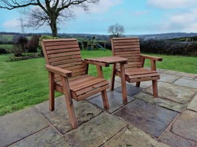 Churnet Valley Brown Outdoor Love Seat Angled