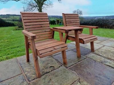 Product photograph of Churnet Valley Brown Outdoor Square Love Seat from Choice Furniture Superstore