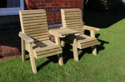 Churnet Valley Ergo Garden Love Seats Square Tray Garden Chair