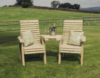 Churnet Valley Ergonomic Redwood Angled Garden Love Seats