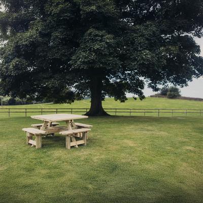 Churnet Valley Westwood Square Garden Picnic Table Set With 4 Benches