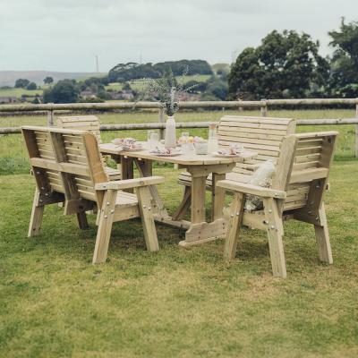 Churnet Valley Ergo Garden Table Set With 2 Chairs And 2 Benches