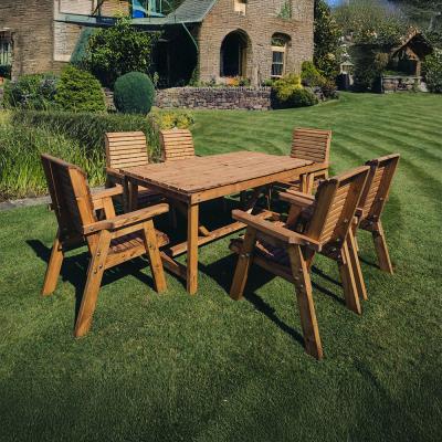 Churnet Valley Redwood Garden Table Set With 6 Chairs