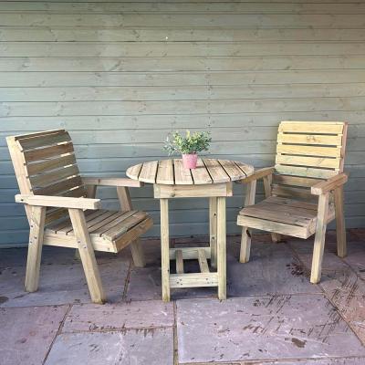 Churnet Valley Clover Redwood 2 Seater Round Garden Bistro Set