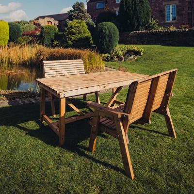 Churnet Valley Redwood 4 Seater Garden Dining Set With 2 Benches