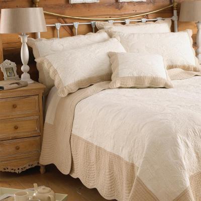 Fayence Ivy And Taupe Scalloped Bedspread