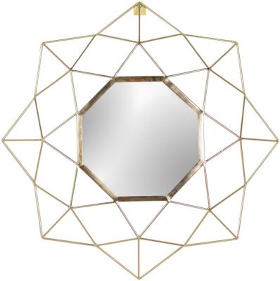 Product photograph of Gold Geo Brass Round Circular Wall Mirror 60cm from Choice Furniture Superstore