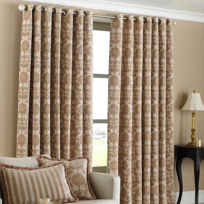 Product photograph of Hanover Beige Jacquard Eyelet Curtains from Choice Furniture Superstore