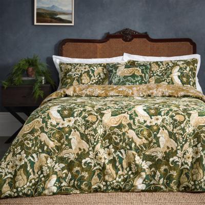 Paoletti Harewood British Animal Emerald Cotton Duvet Cover Set