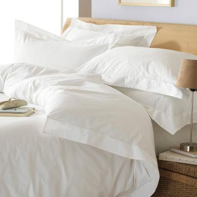 Paoletti Oxford 200 Thread Count Border Panel White Cotton Duvet Cover Set