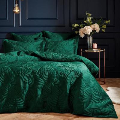Paoletti Palmeria Emerald Quilted Velvet Duvet Cover Set