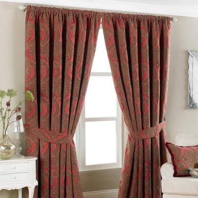 Paoletti Renaissance Burgundy Jacquard Pencil Pleat Curtains