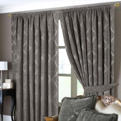 Product photograph of Winchester Mocha Jacquard Pencil Pleat Curtains from Choice Furniture Superstore