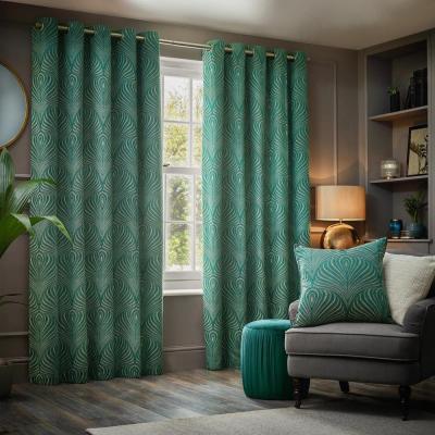 Image of Gatsby Emerald Jacquard Eyelet Curtains