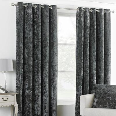 Paoletti Verona Pewter Crushed Velvet Eyelet Curtains