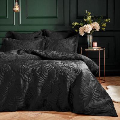Paoletti Palmeria Black Quilted Duvet Cover Set