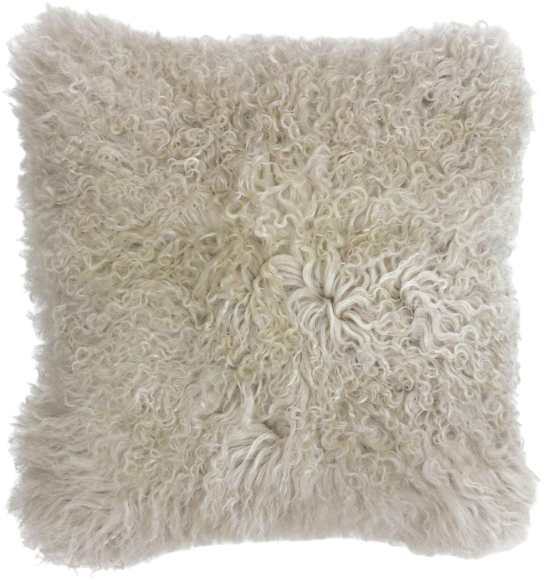 Mongolian Oatmeal Sheepskin Cushion - CFS Furniture UK