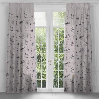 Product photograph of Voyage Maison Cranes Ironstone Printed Pencil Pleat Curtains from Choice Furniture Superstore