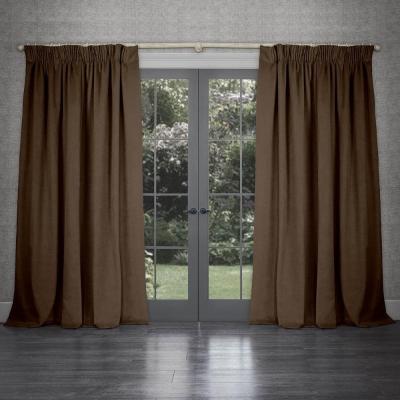 Product photograph of Voyage Maison Cube Caramel Velvet Pencil Pleat Curtains from Choice Furniture Superstore