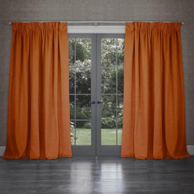 Product photograph of Voyage Maison Cube Tangerine Velvet Pencil Pleat Curtains from Choice Furniture Superstore