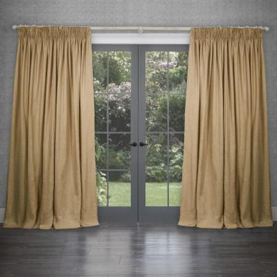 Product photograph of Voyage Maison Emilio Mustard Woven Pencil Pleat Curtains from Choice Furniture Superstore