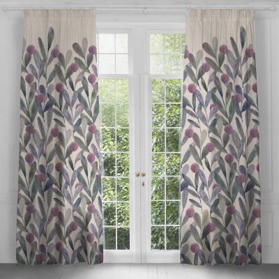 Product photograph of Voyage Maison Enso Violet Printed Pencil Pleat Curtains from Choice Furniture Superstore