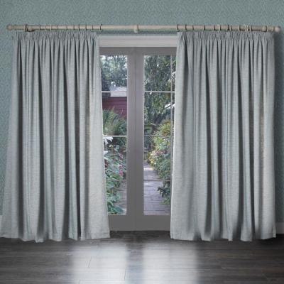 Product photograph of Voyage Maison Helmsley Aluminium Woven Pencil Pleat Curtains from Choice Furniture Superstore