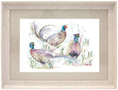 Product photograph of Voyage Maison Dashing Pheasants Birch Framed Print - 70cm 90cm from Choice Furniture Superstore