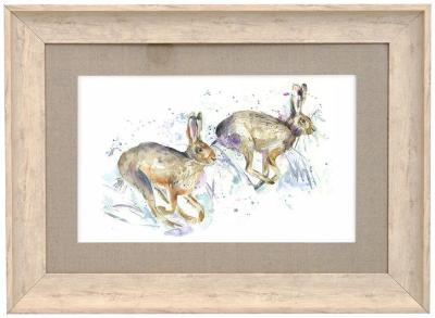 Product photograph of Voyage Maison Hurtling Hares Birch Framed Print from Choice Furniture Superstore